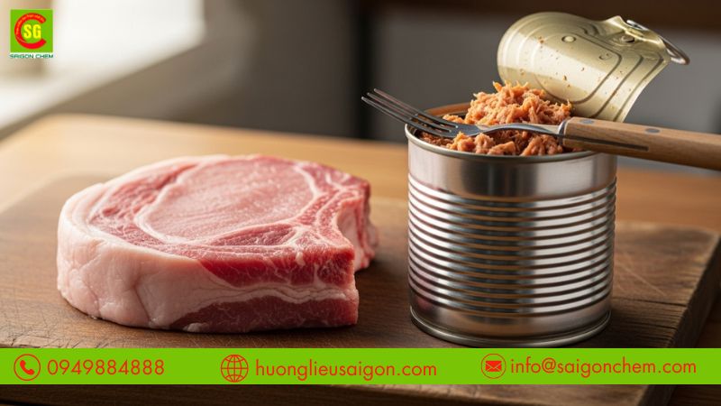 Lưu ý cách sử dụng hương thịt heo cho đồ hộp hiệu quả