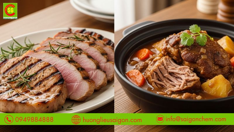 Vai trọ trong tạo mùi thịt heo chín thơm đặc trưng