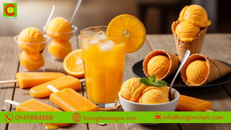 Hương cam trong sản xuất kem gi&uacute;p tạo m&ugrave;i tr&aacute;i c&acirc;y tự nhi&ecirc;n