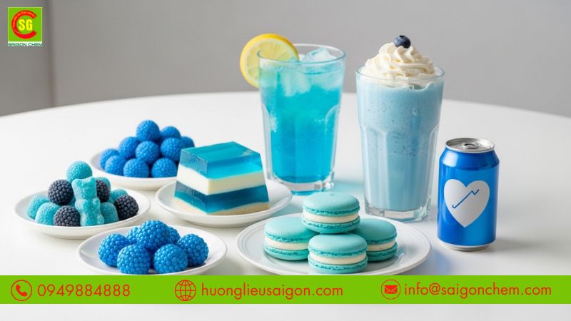 Ứng dụng m&agrave;u xanh Brilliant Blue trong b&aacute;nh kẹo v&agrave; đồ uống