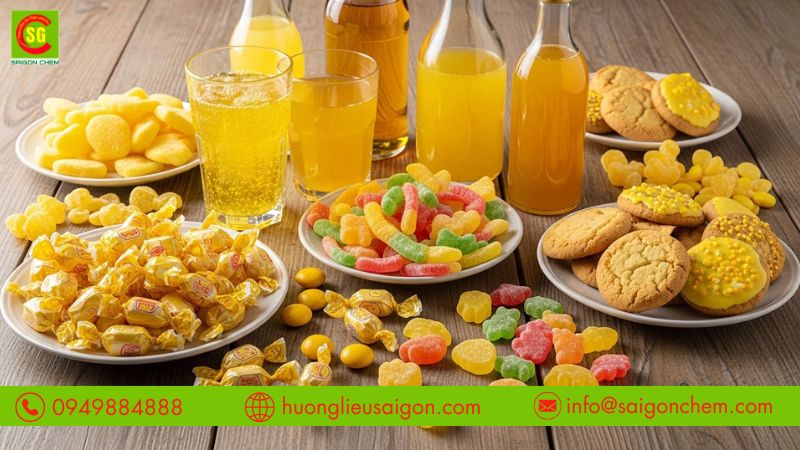 Màu vàng Quinoline Yellow được sử dụng phổ biến trong thực phẩm và đồ uống