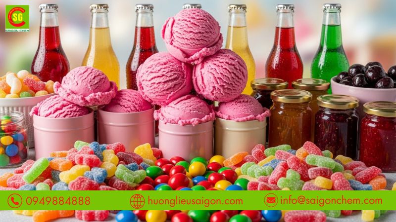 M&agrave;u hồng sen Erythrosine red d&ugrave;ng tạo m&agrave;u b&aacute;nh kẹo nước giải kh&aacute;t